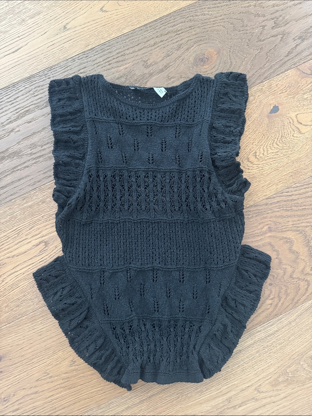 Zara Black Knit Ruffle Bodysuit